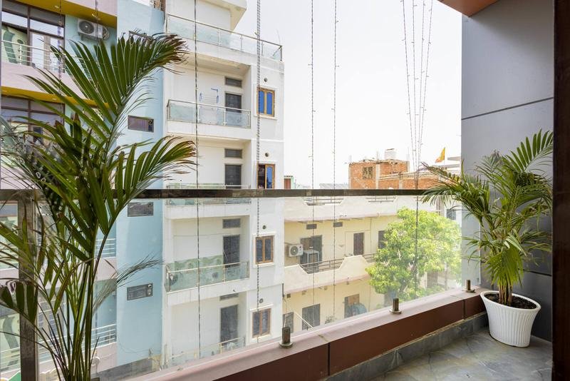 A balcony over the street in Varanasi